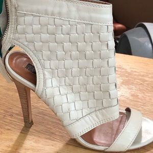 Woven leather heels